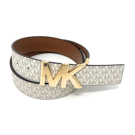 michael kors logo plaque leather belt|Reversible Signature Logo Belt .